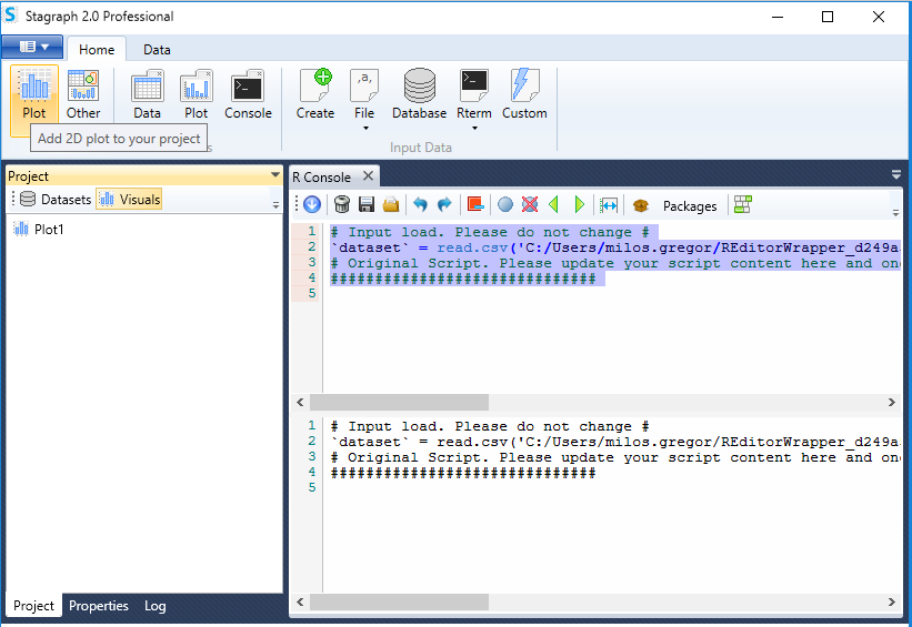 Stagraph as external R IDE for Power BI