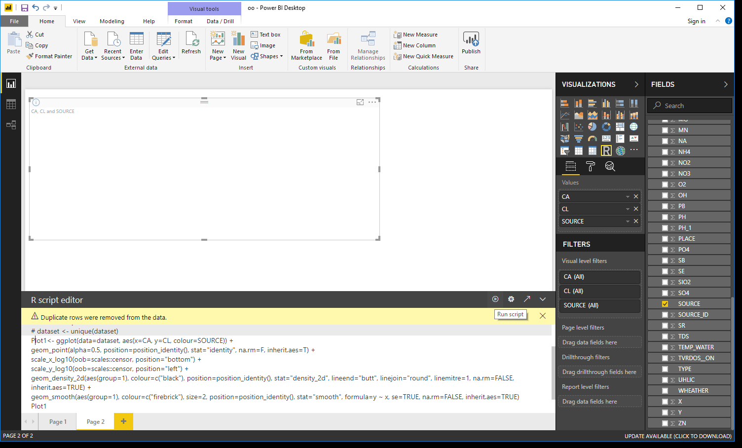 Stagraph plot as R script in Power BI R script editor