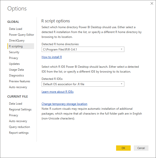 Power BI R scripting options