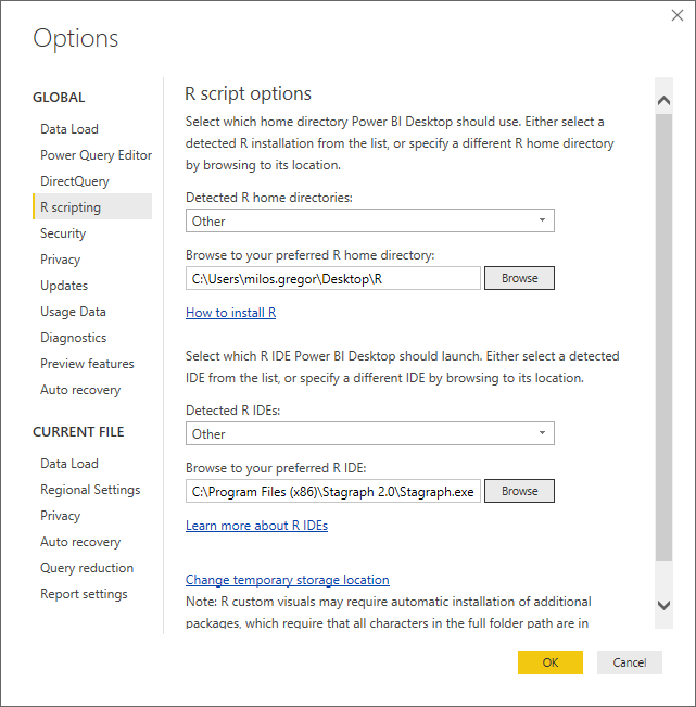 Power BI R scripting options