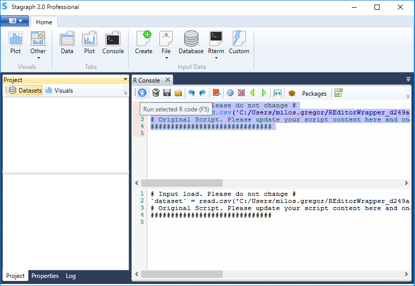 Stagraph as an external R IDE for Power BI