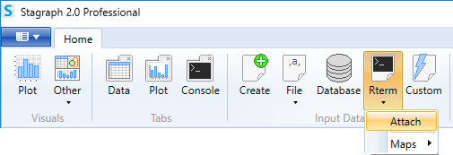 Stagraph attach data from R Console